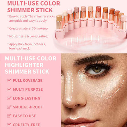 13 color highlighter stick face brightening contouring shimmer stick vegan