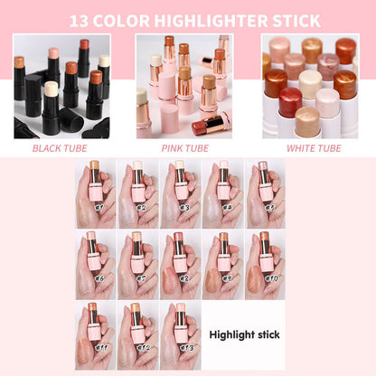 13 color highlighter stick face brightening contouring shimmer stick vegan