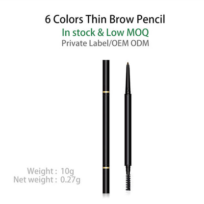 6 Color Eyebrow Pencil Ultra-Fine Slim Waterproof High Pigmented Private Label