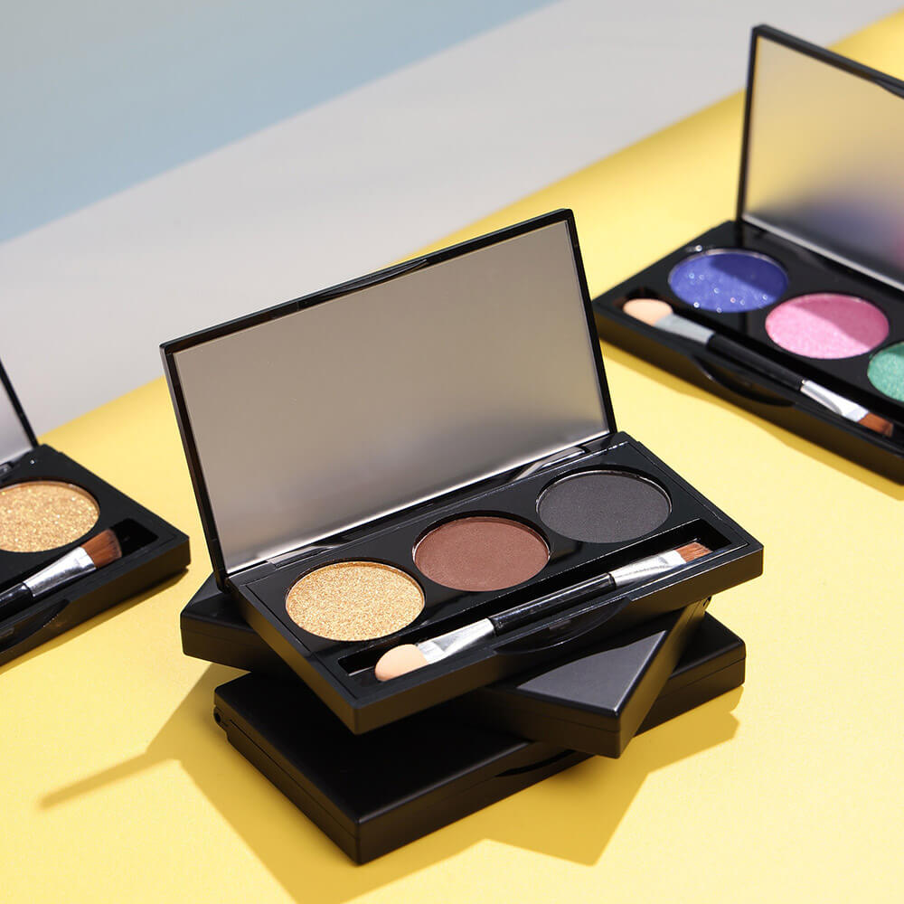3-Color Matte Eyeshadow Palette Powder Waterproof High Pigment With Brush