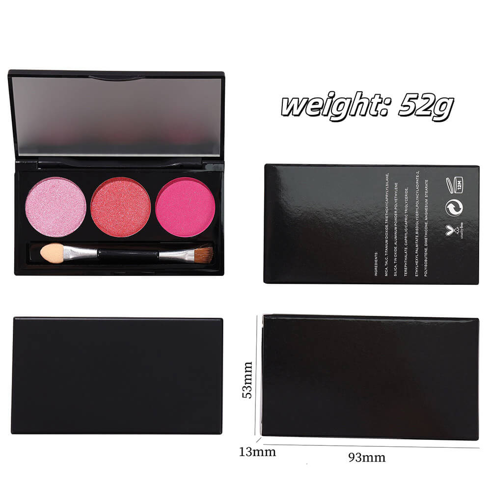 3-Color Matte Eyeshadow Palette Powder Waterproof High Pigment With Brush