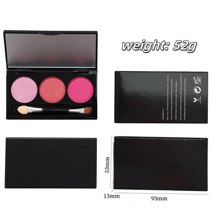 3-Color Matte Eyeshadow Palette Powder Waterproof High Pigment With Brush