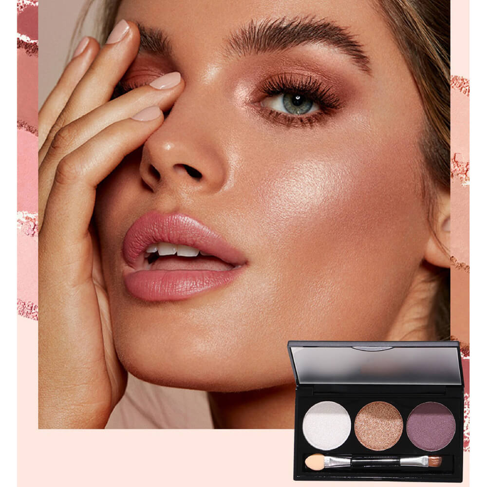 3-Color Matte Eyeshadow Palette Powder Waterproof High Pigment With Brush