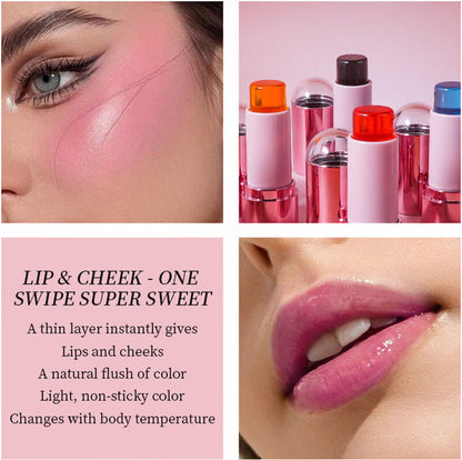 6 color jelly blush stick cream color changing lips cheeks natural