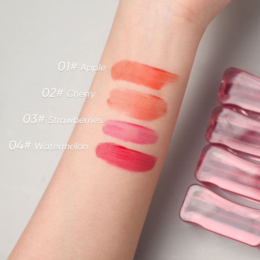 4-color Jelly Lip Tint Fruit Juice Lip Stain Waterproof Long Lasting Vegan