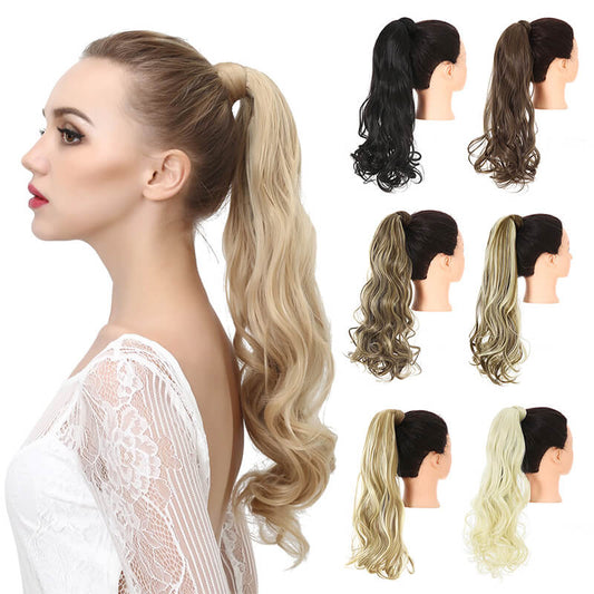 17 colors wigs hair extensions strapped ponytail long curly hair 50cm