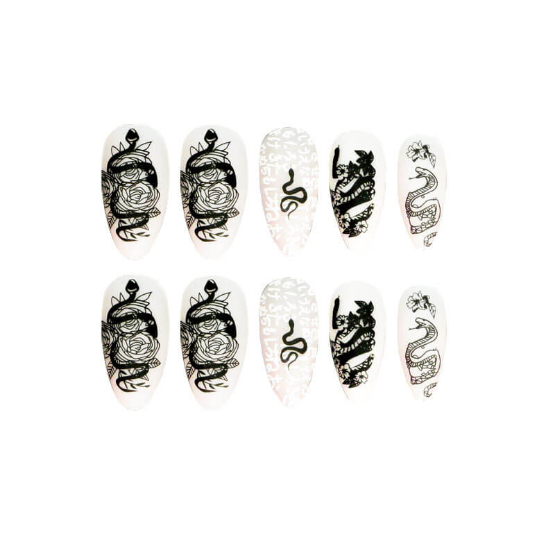 Fake nails nail patches manicure dark snake flower ultra-thin nail