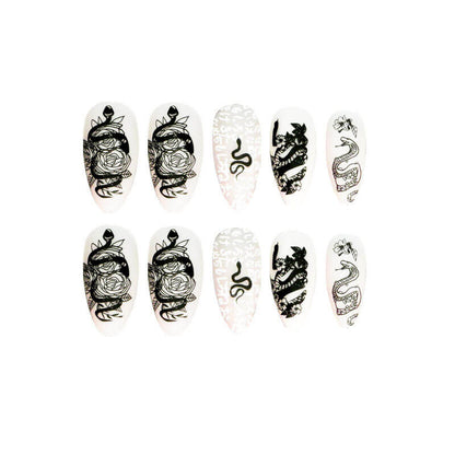 Fake nails nail patches manicure dark snake flower ultra-thin nail