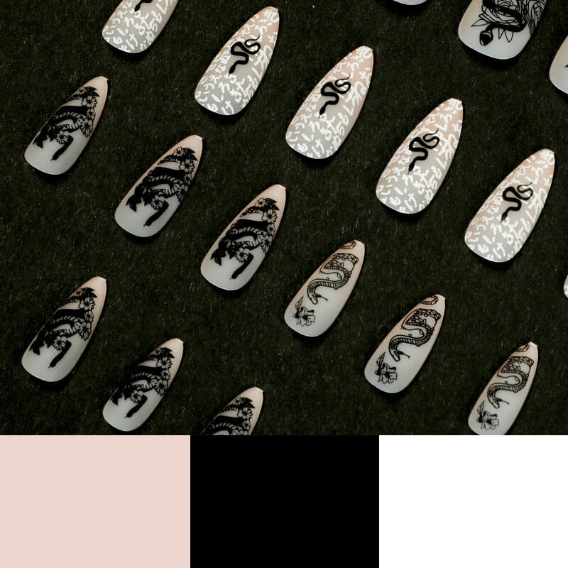 Fake nails nail patches manicure dark snake flower ultra-thin nail