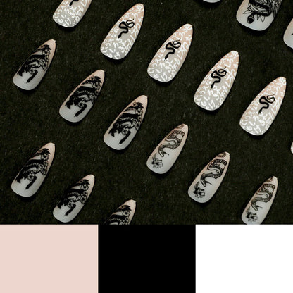Fake nails nail patches manicure dark snake flower ultra-thin nail