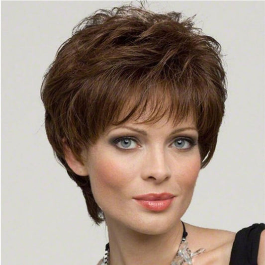 Short bob hair women wigs brown human wig with bangs 9.8 inch