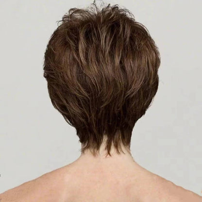 Short bob hair women wigs brown human wig with bangs 9.8 inch