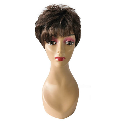 Short bob hair women wigs brown human wig with bangs 9.8 inch