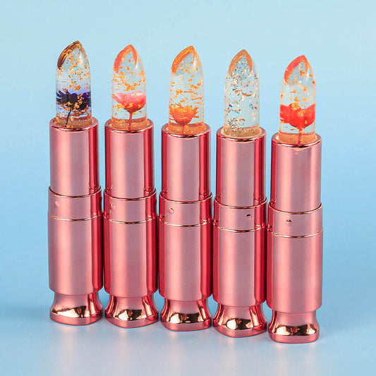 5 color flower lip balm temperature change color lipstick vegan no logo