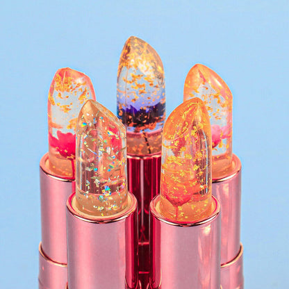 5 color flower lip balm temperature change color vegan