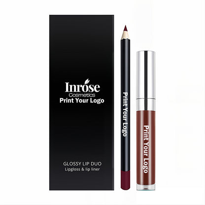 20-Color LIP DUO Set Nude Lip Gloss & Lip Liner Kit High Pigment Moisturizing