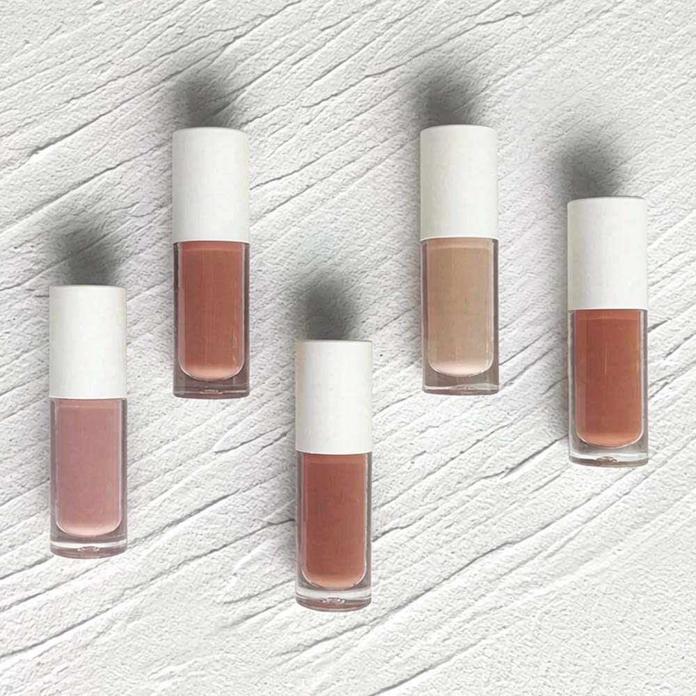 28 Color Nude Lip Gloss Lip Glaze High Pigmented Moisturizing Short Fat Tube