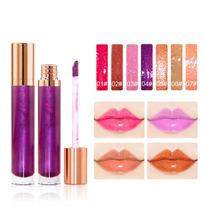 7 Color Lip Gloss Nude Shimmer Lip Glaze High Pigmented Vegan Gold Tube