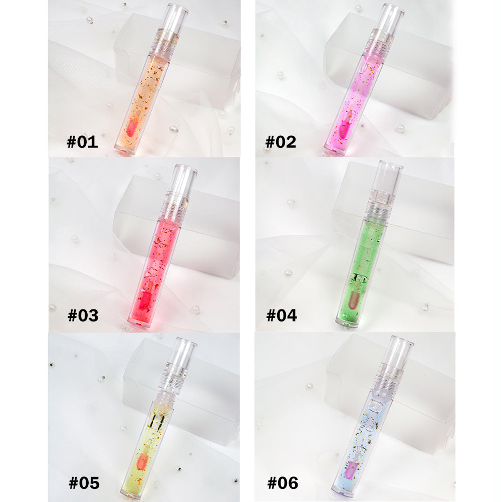 6 Color Lip Oil 24K Gold Foil Repair Temperature Color Change Lip Gloss Vegan