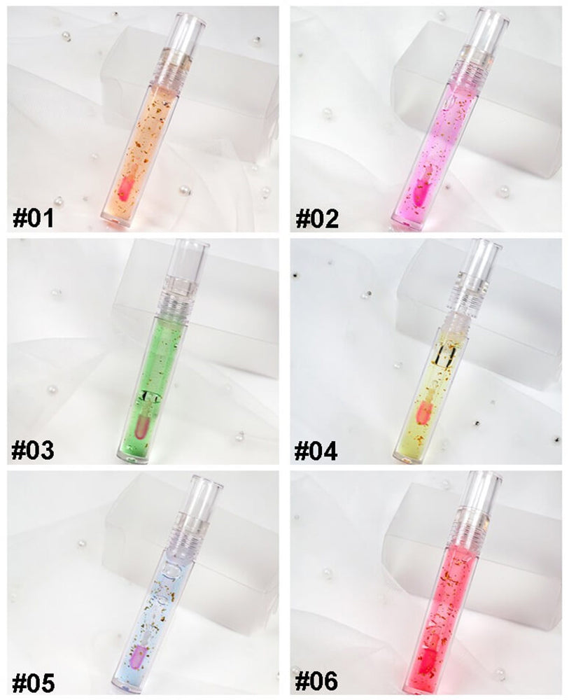 6 color lip oil 24k gold foil repair temperature color change lip gloss vegan