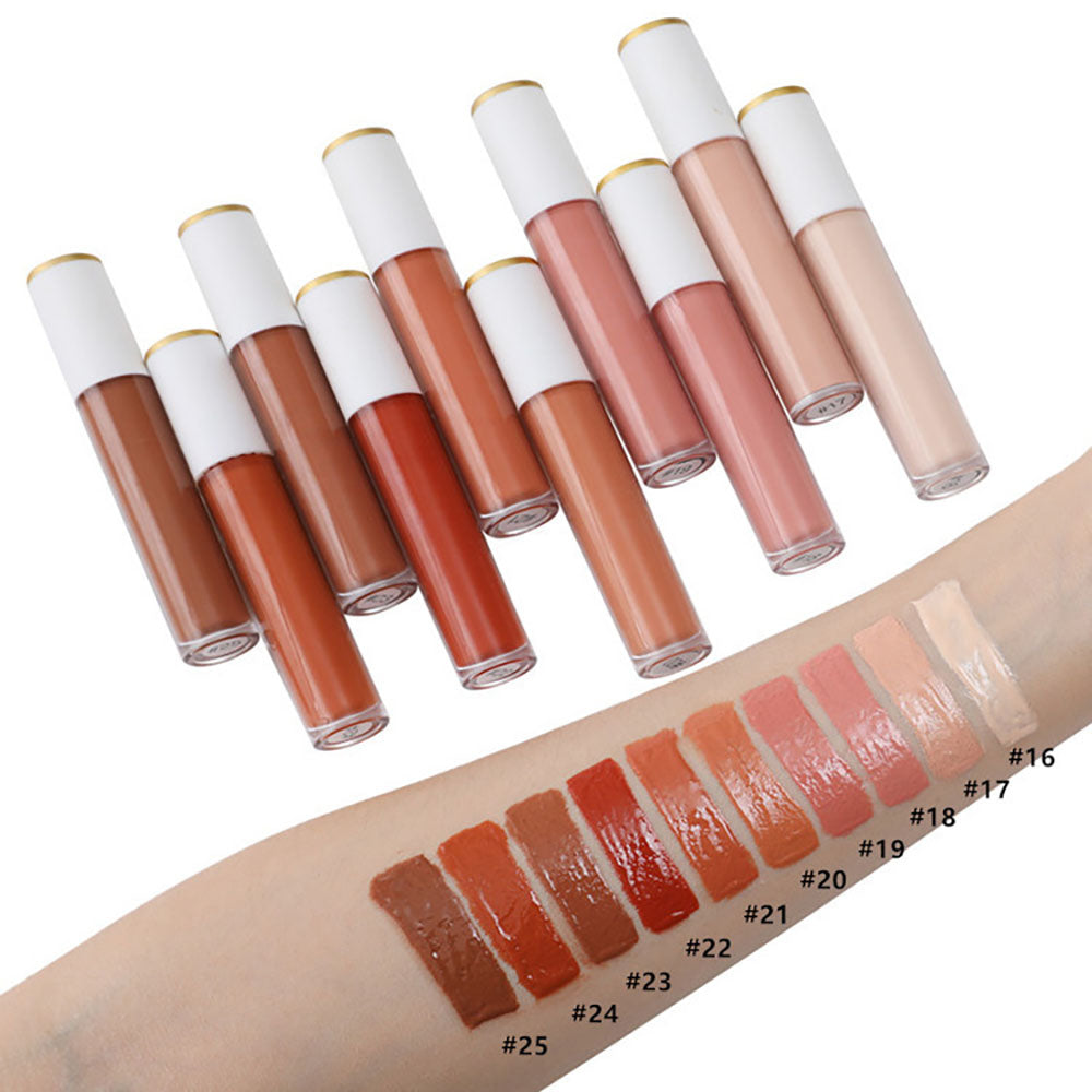 25 gloss à lèvres gelée nude scintillants longue tenue sans logo