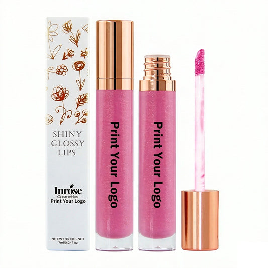 7 Color Lip Gloss Nude Shimmer Lip Glaze High Pigmented Vegan Gold Tube
