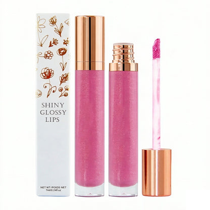 7 Color Lip Gloss Nude Shimmer Lip Glaze High Pigmented Vegan Gold Tube