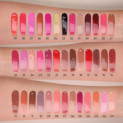 39 Color Nude Lip Gloss Lip Glaze High Pigment Lip Plumping Pink Squeeze Tube
