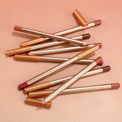 13 Color Matte Lip Liner Nude Wooden Lipstick Waterproof Long-Lasting Vegan