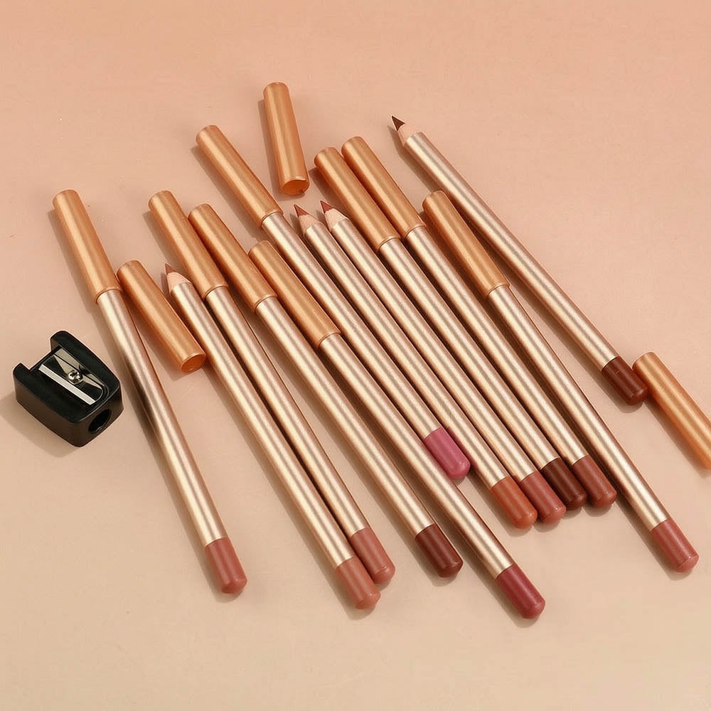 13 Color Matte Lip Liner Nude Wooden Lipstick Waterproof Long-Lasting Vegan