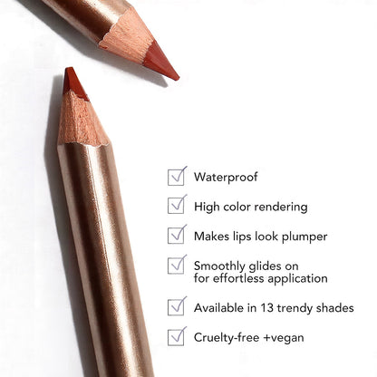 13 Color Matte Lip Liner Nude Wooden Lipstick Waterproof Long-Lasting Vegan