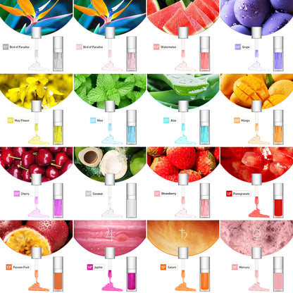 48 Colors Lip Oil Fruit Lip Gloss Lip Plumping Oil Vegan Moisturizing Silver-Plated Tube