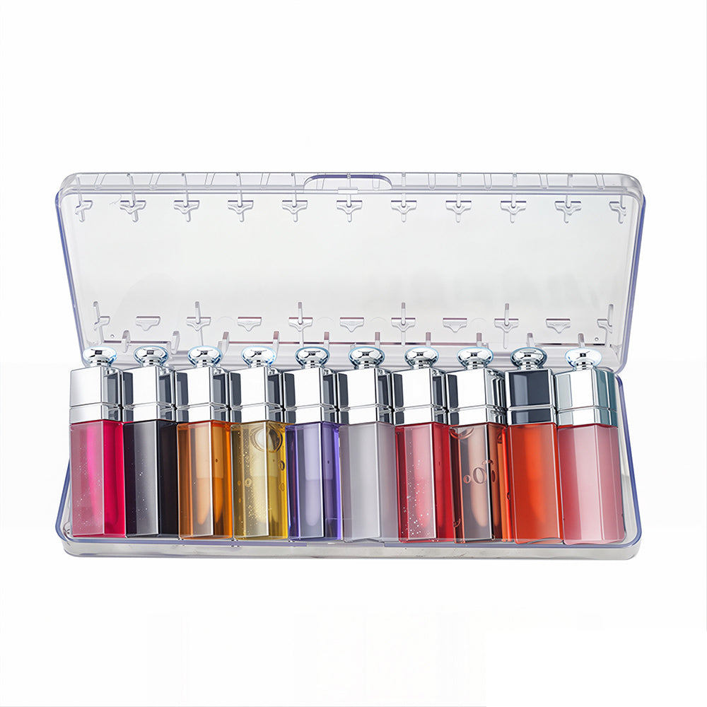 30 Color Lip Oil 3Ml Small Size Lip Plumping Oil Clear Lip Gloss Silver-Plated Tube