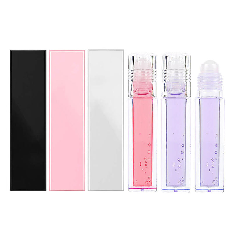 4 color lip oil roll-on clear lip gloss fruity flavored moisturizing