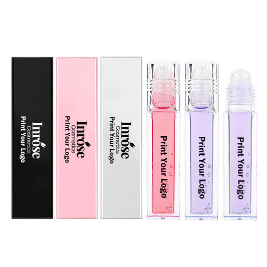 4 color lip oil roll-on clear lip gloss fruity flavored moisturizing