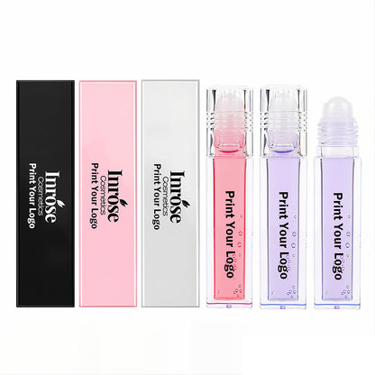 4 Color Lip Oil Roll-On Clear Plumping Lip Gloss Fruity Flavored Moisturizing