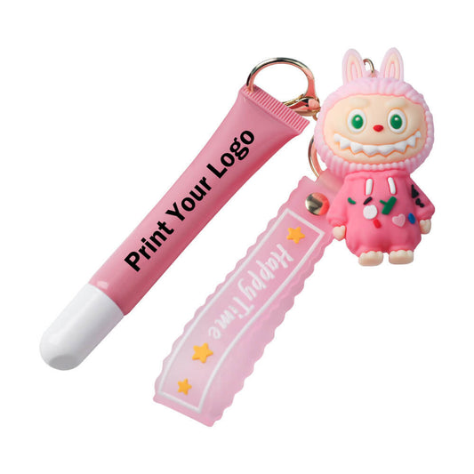 6 color polypeptide lipgloss LABUBU keychain cute lip oil