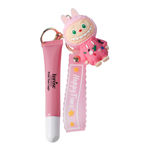 6 color polypeptide lipgloss LABUBU keychain cute lip oil cruelty free