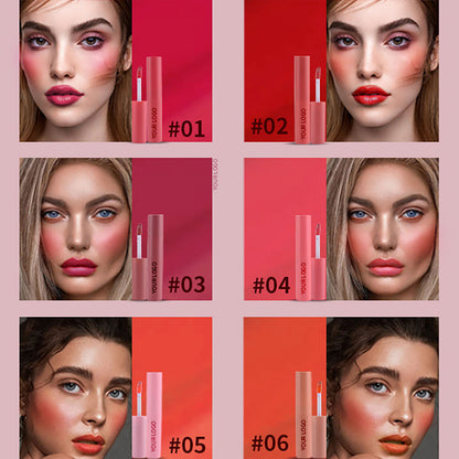 6 Color Lip Tint Lip Gloss Lip Stain Cheek Blush High Pigmented Long Lasting