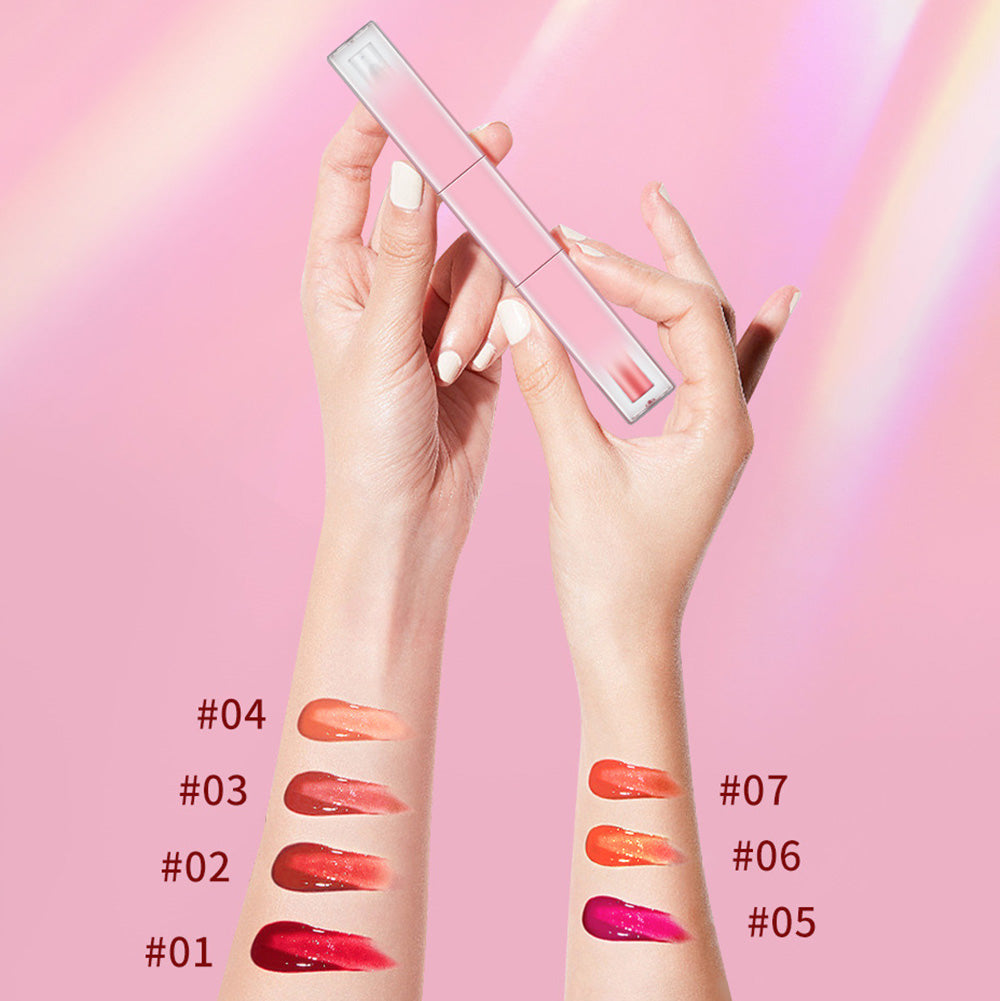 7 Color Duo Lip Gloss Double-Ended Lip Tint & Lip Oil Long Lasting Vegan