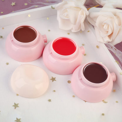 4-Color Lip Mask Jam Lip Balm Moisturizing Tinted Lip Gloss Gel with Lip Brush