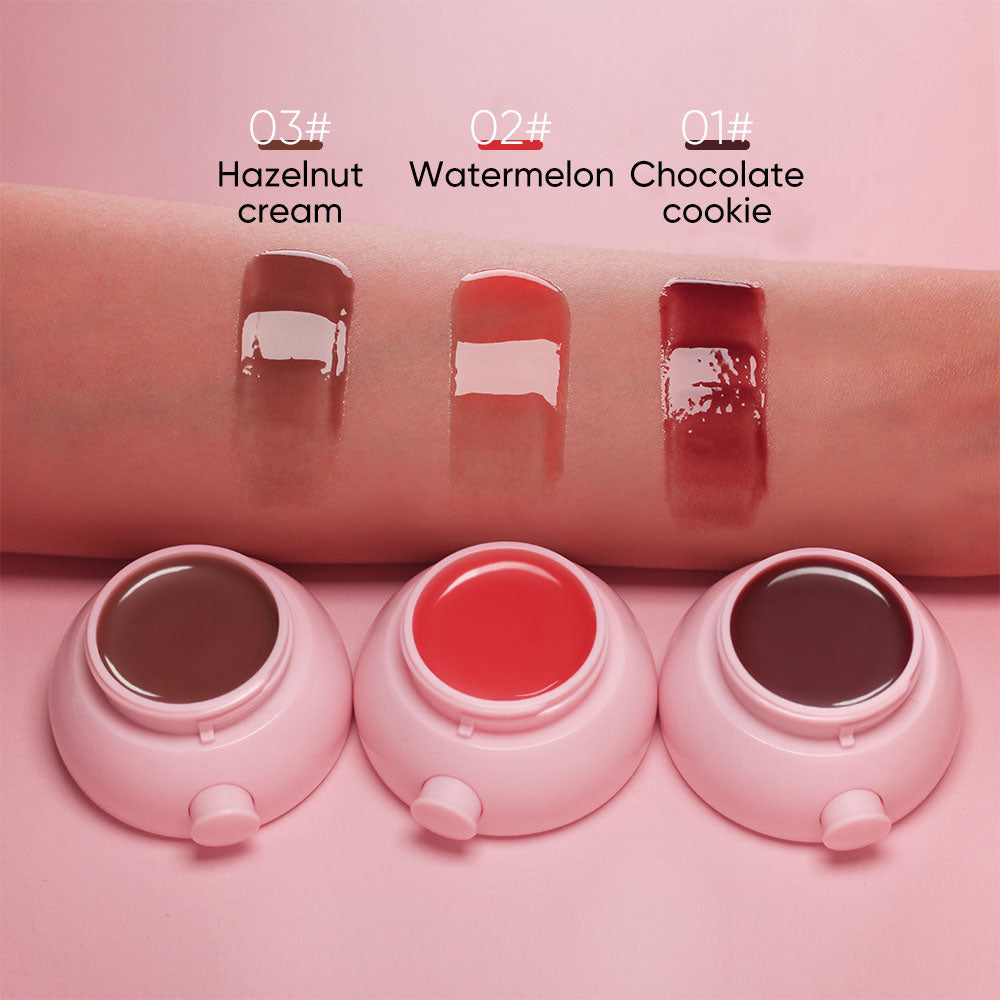 4-Color Lip Mask Jam Lip Balm Moisturizing Tinted Lip Gloss Gel with Lip Brush