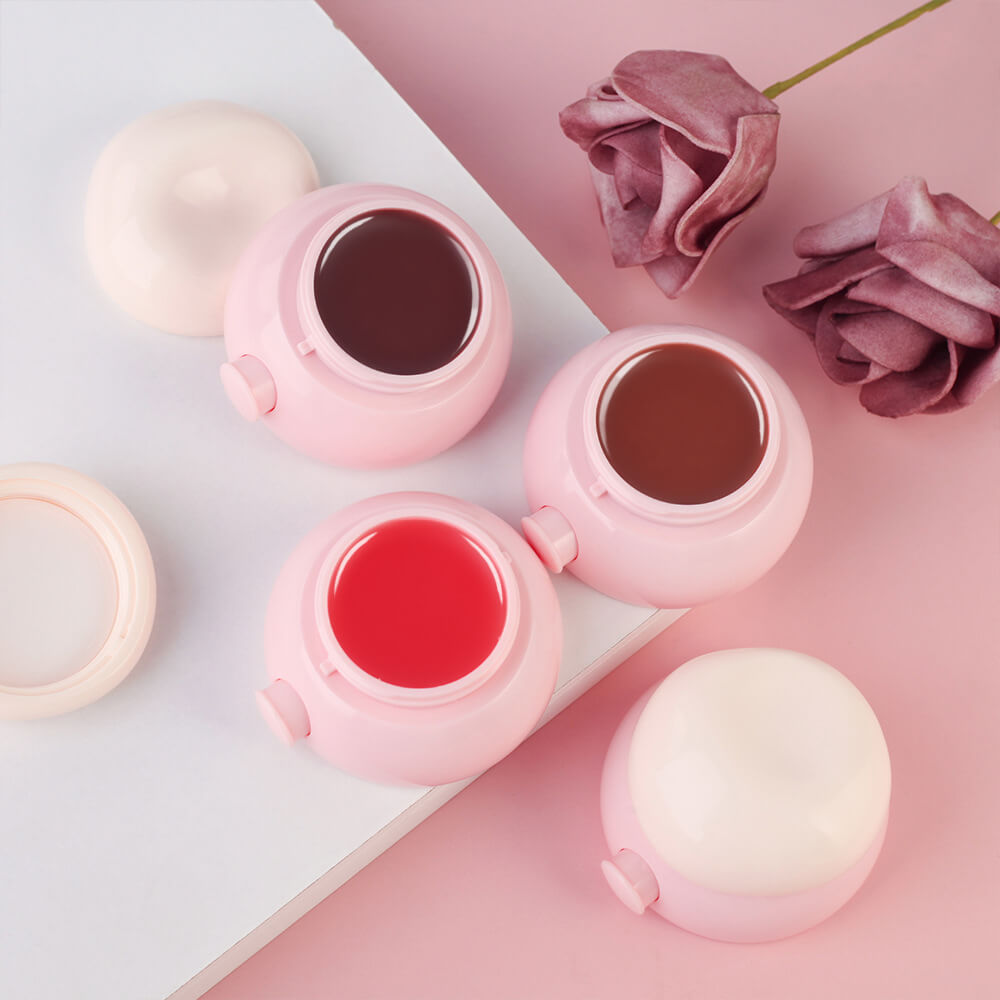 4-Color Lip Mask Jam Lip Balm Moisturizing Tinted Lip Gloss Gel with Lip Brush
