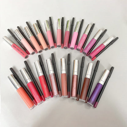20-Color LIP DUO Set Nude Lip Gloss & Lip Liner Kit High Pigment Moisturizing