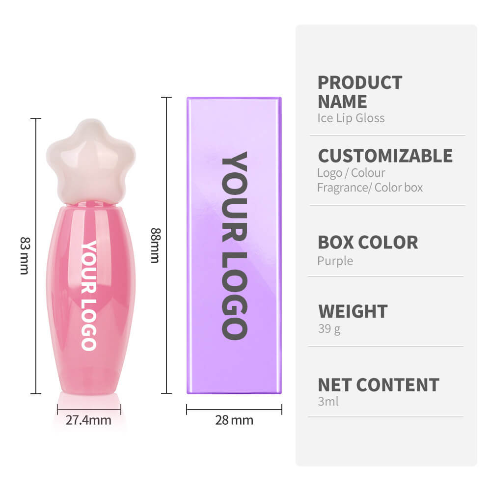 6-Color Star Lip Gloss Mint Plumping Lip Glaze Moisturizing Private Label