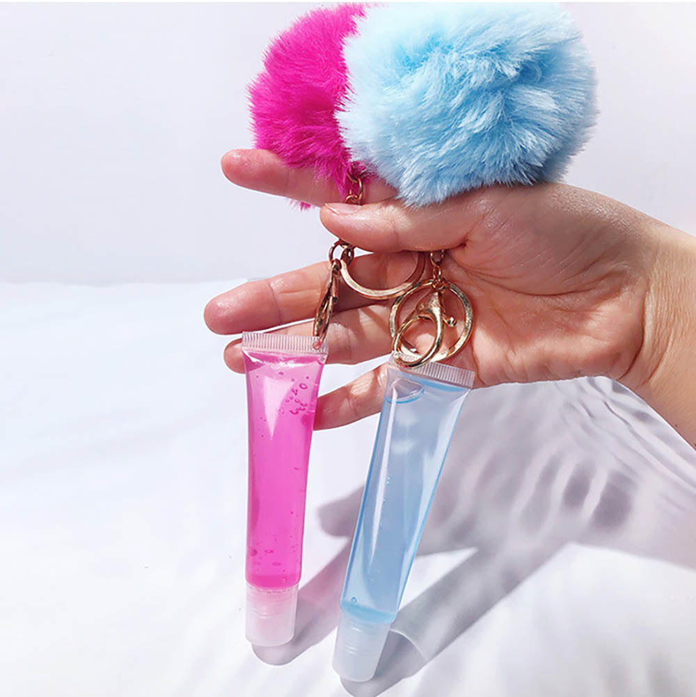 13 Color Fruity Lip Gloss Pompom Keychain Vegan Lipgloss 15ml Private Label