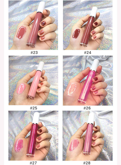 64 colors lip gloss high pigmented nude shiny white tube (color 01-32)