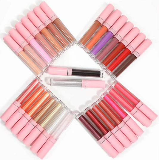 49 color lip gloss lip glaze high pigmented nude shimmer no logo pink tube