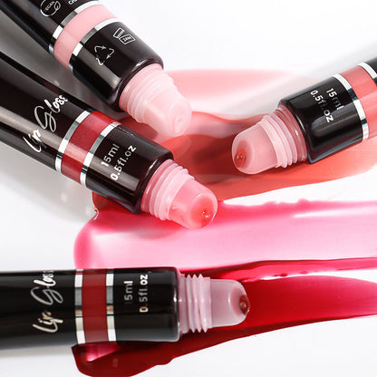 24 Color Nude Lip Gloss Lip Glaze Long Lasting High Pigment Squeeze Tube 15Ml