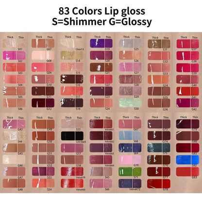 52 Color Wholesale Lip Gloss Nude Shimmer High Pigmented White Tube